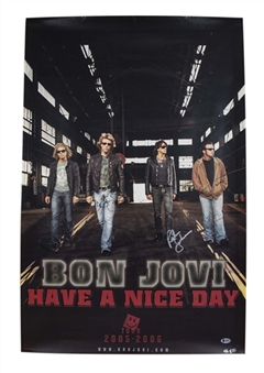 Bon Jovi Band Signed Have a Nice Day Tour Poster With 4 Signatures (Beckett)